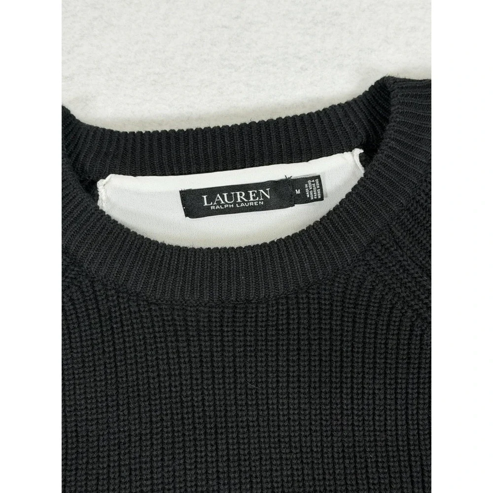 Lauren Ralph Lauren Womens Layered Black Crewneck Sweater Medium Faux Undershirt